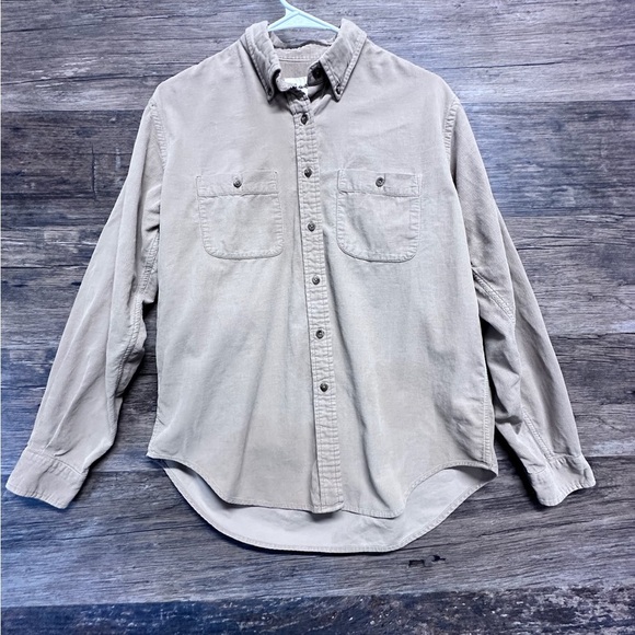 Eddie Bauer Tops - Eddie Bauer Tan Button Down Shirt Casual Long Sleeve